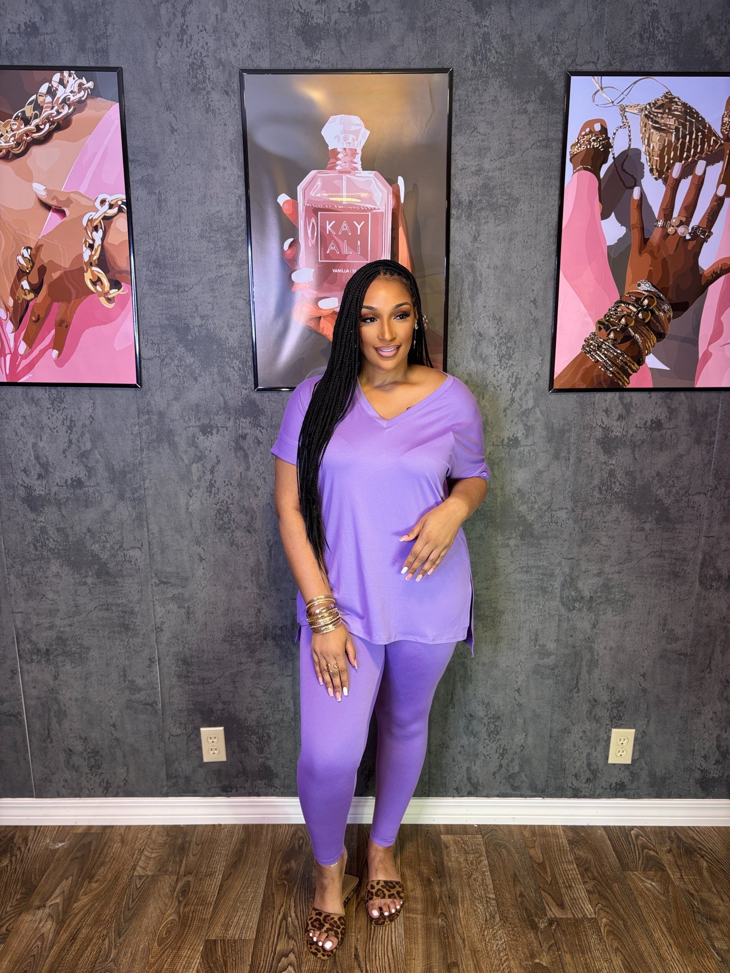 Get Up and Go Basic Leggings Set-Lavender